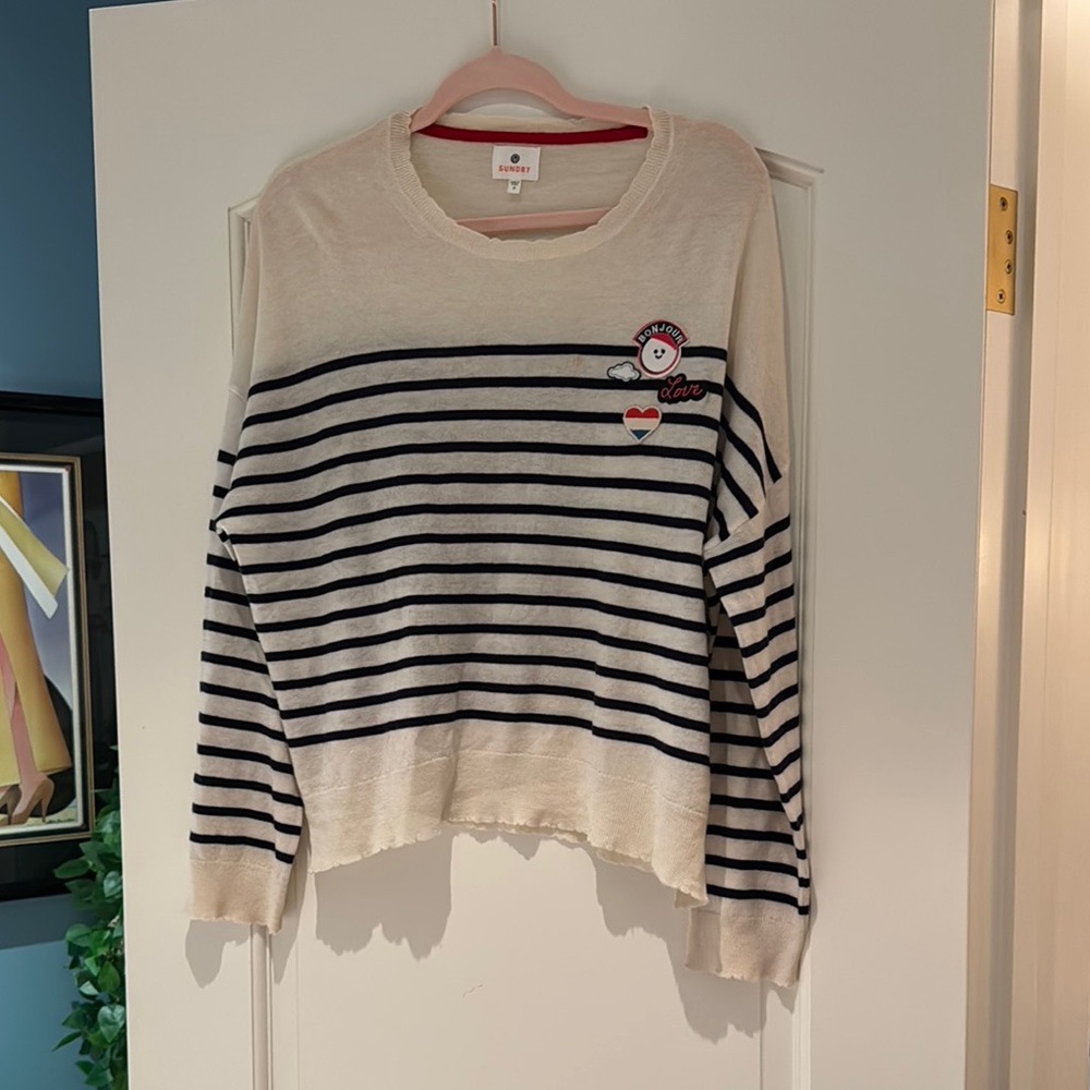 Sundry Cream and Black Striped Top